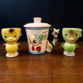 Vintage Japanese Anthropomorphic Bird Ceramics Trio c.1950s–60s