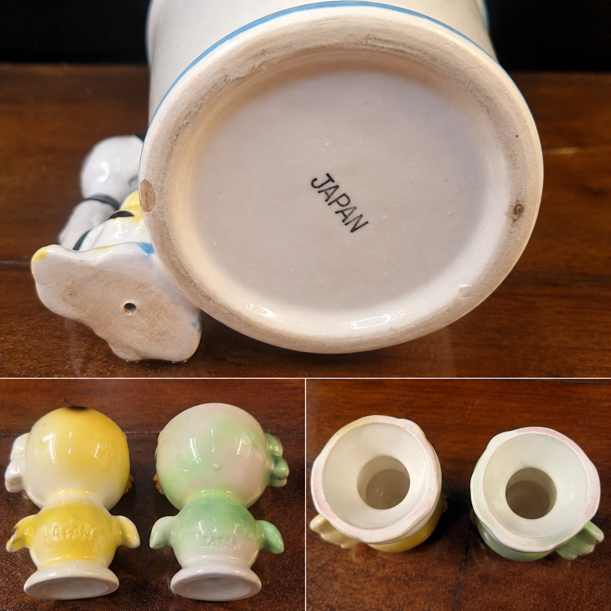 Vintage Japanese Anthropomorphic Bird Ceramics Trio c.1950s–60s