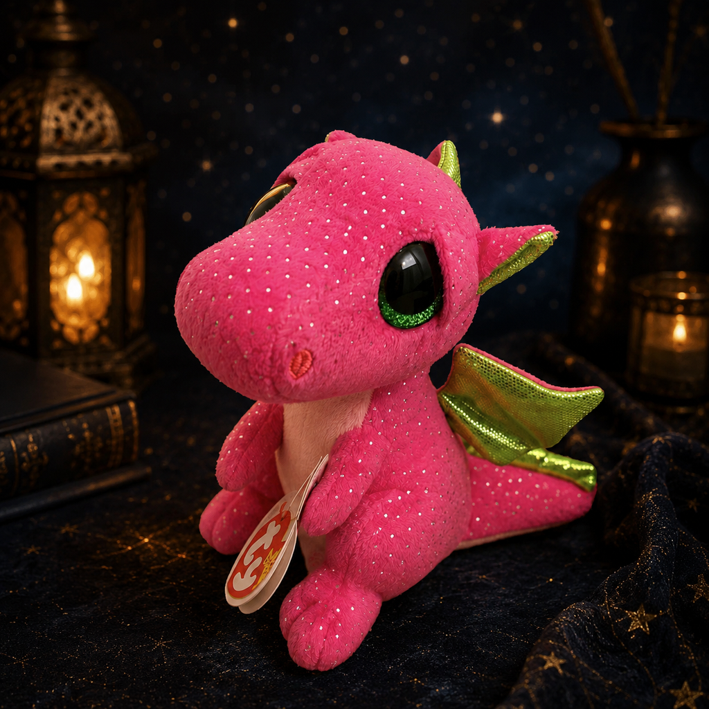 Ty Beanie Boo Darla the Dragon 6in Pink Sparkle Plush #37173 – Tagged 2015