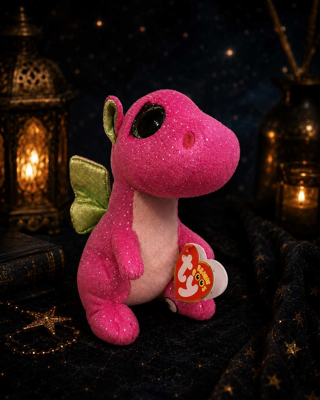 Ty Beanie Boo Darla the Dragon 6in Pink Sparkle Plush #37173 – Tagged 2015