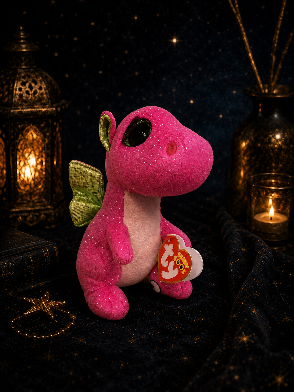 Ty Beanie Boo Darla the Dragon 6in Pink Sparkle Plush #37173 – Tagged 2015