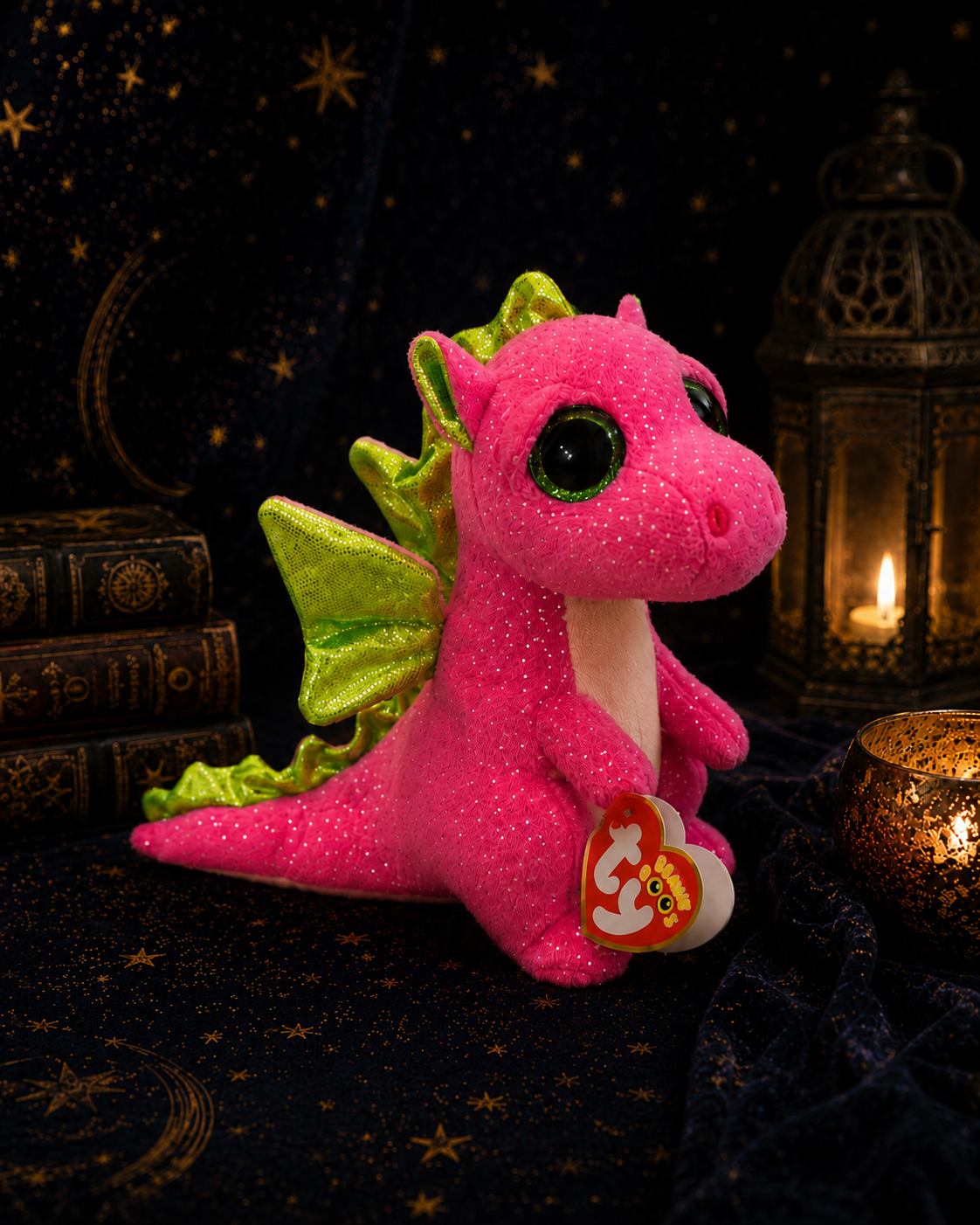 Ty Beanie Boo Darla the Dragon 6in Pink Sparkle Plush #37173 – Tagged 2015