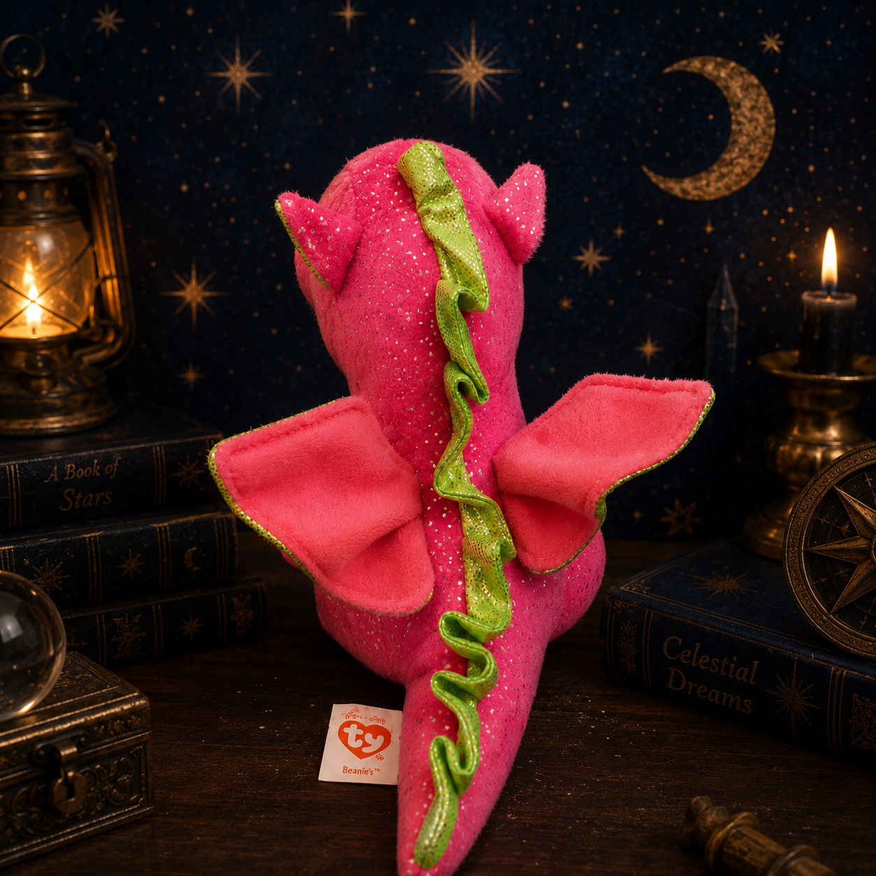 Ty Beanie Boo Darla the Dragon 6in Pink Sparkle Plush #37173 – Tagged 2015