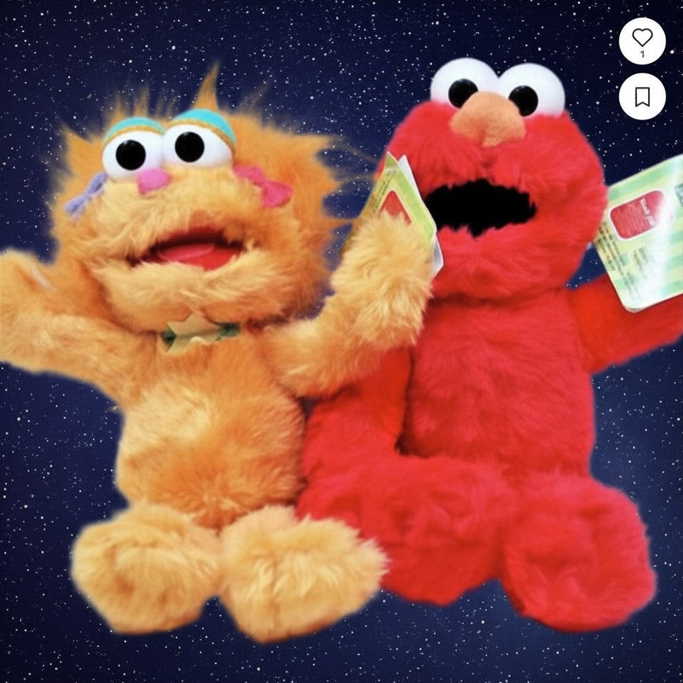 Sesame Street Elmo & Zoe 8in Plush Pair – Hunter Leisure 2003 Tagged