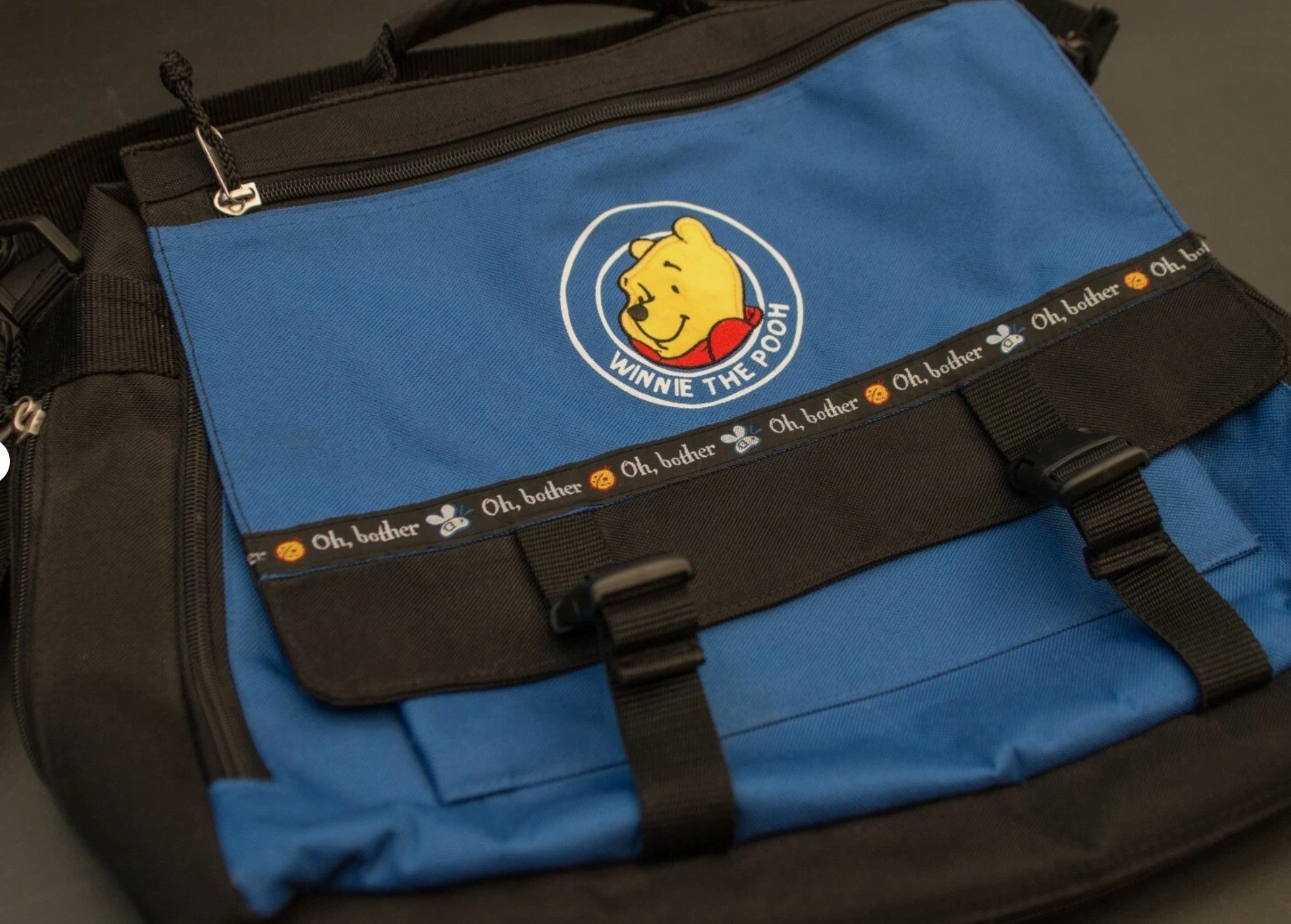 Winnie the Pooh Large Blue Messenger Laptop Bag – "Oh, Bother" Crossbody