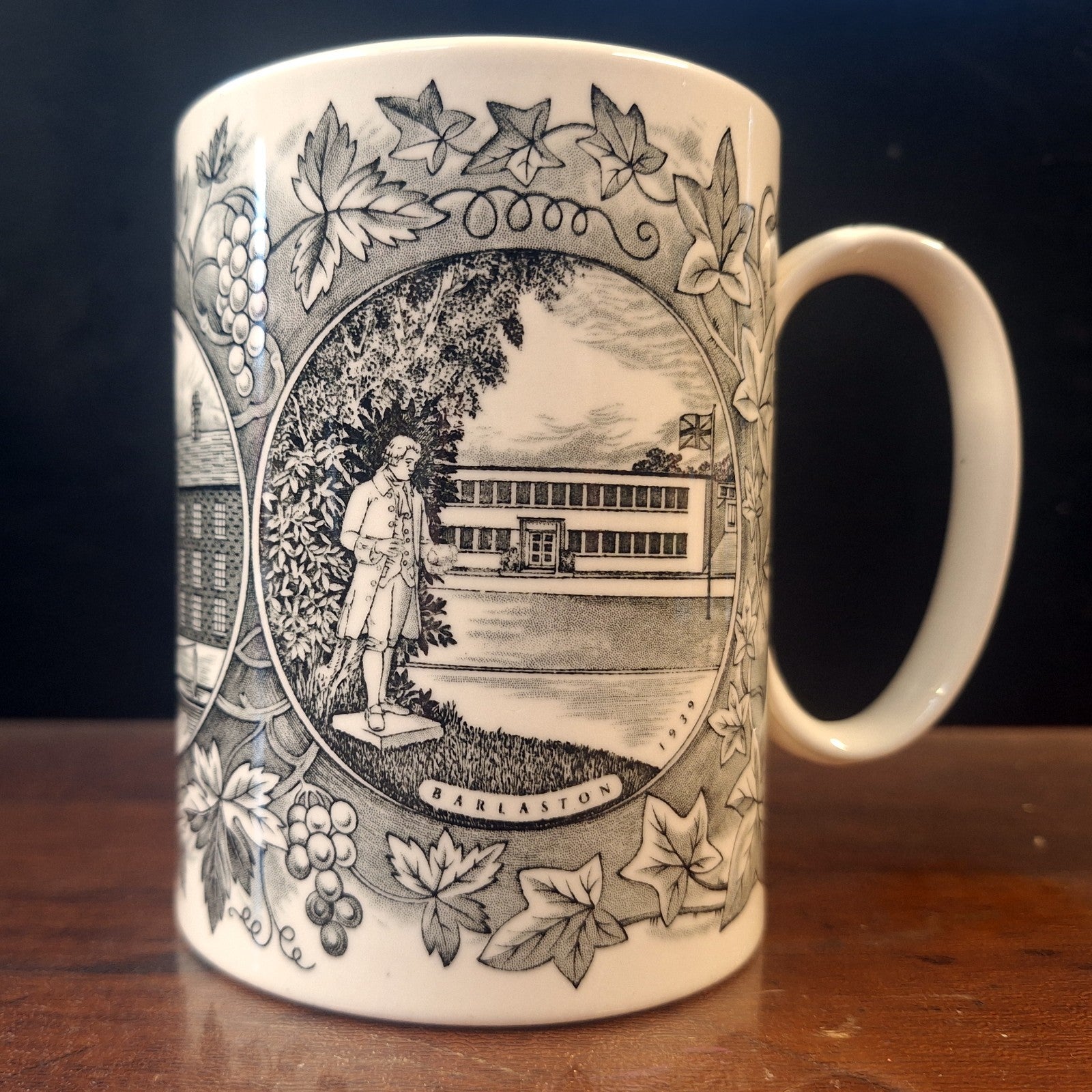 Wedgwood 1959 Bicentenary Mug Victor Skellern Queen's Ware Black Print