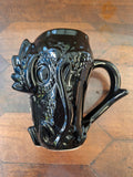 BoxLunch Black Dragon Head Chalice Mug 3D Gloss Ceramic Gothic Fantasy