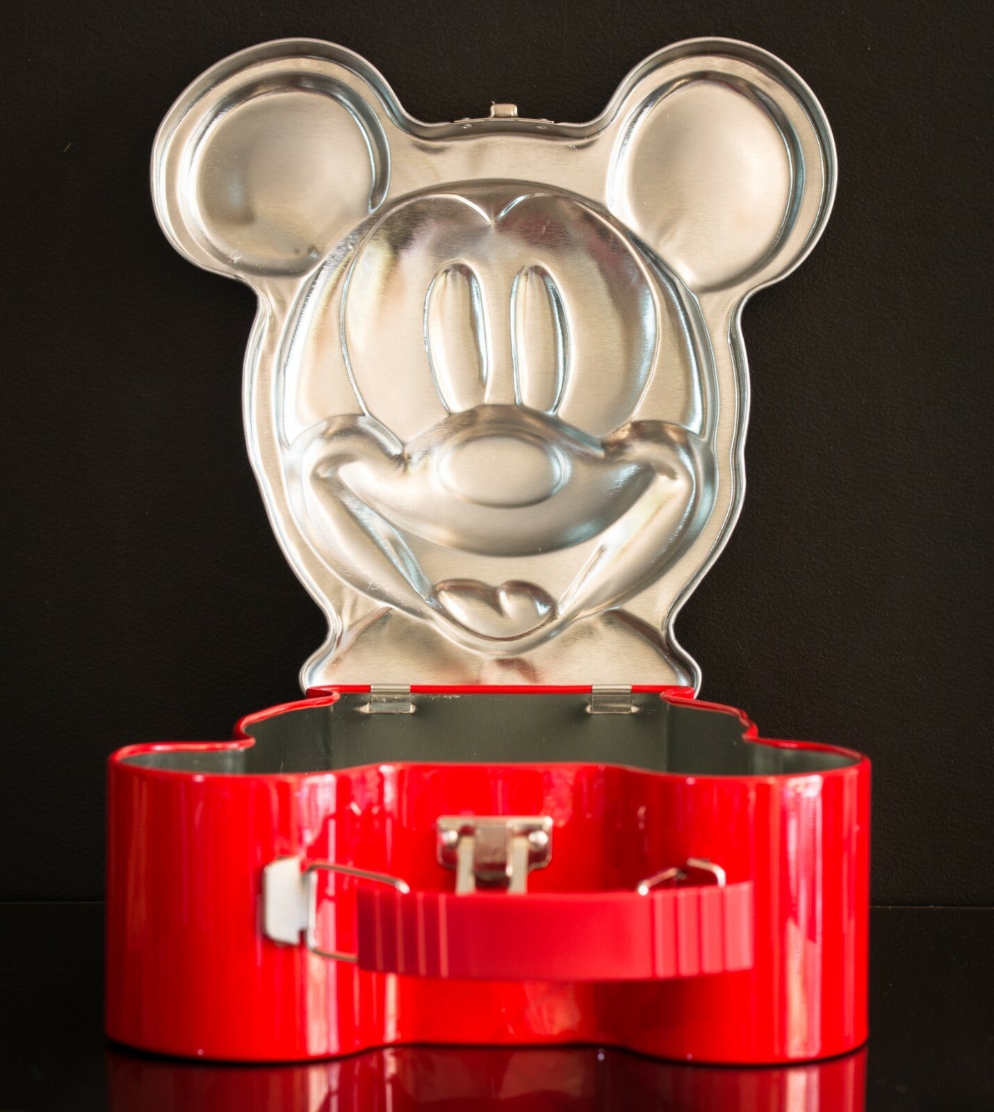 Mickey Mouse Disney Tin Lunchbox Red Embossed Collectable