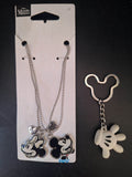 Disney Mickey & Minnie BFF Necklace Set & Mickey Keyring Bundle - Like New