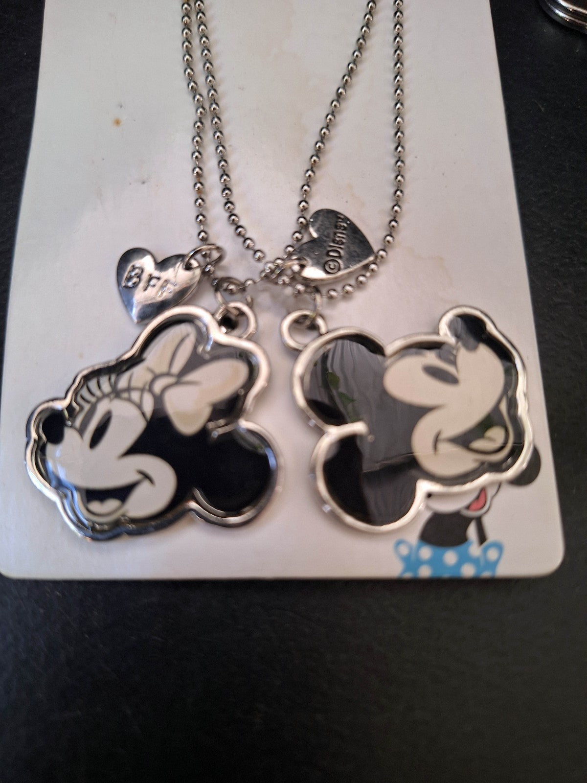 Disney Mickey & Minnie BFF Necklace Set & Mickey Keyring Bundle - Like New