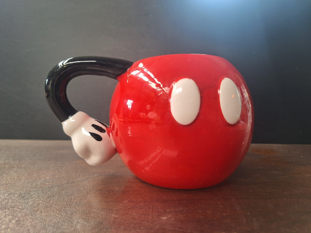 Disney Typo Mickey Mouse Red Pants Mug Dolomite Novelty Cup Glove Handle
