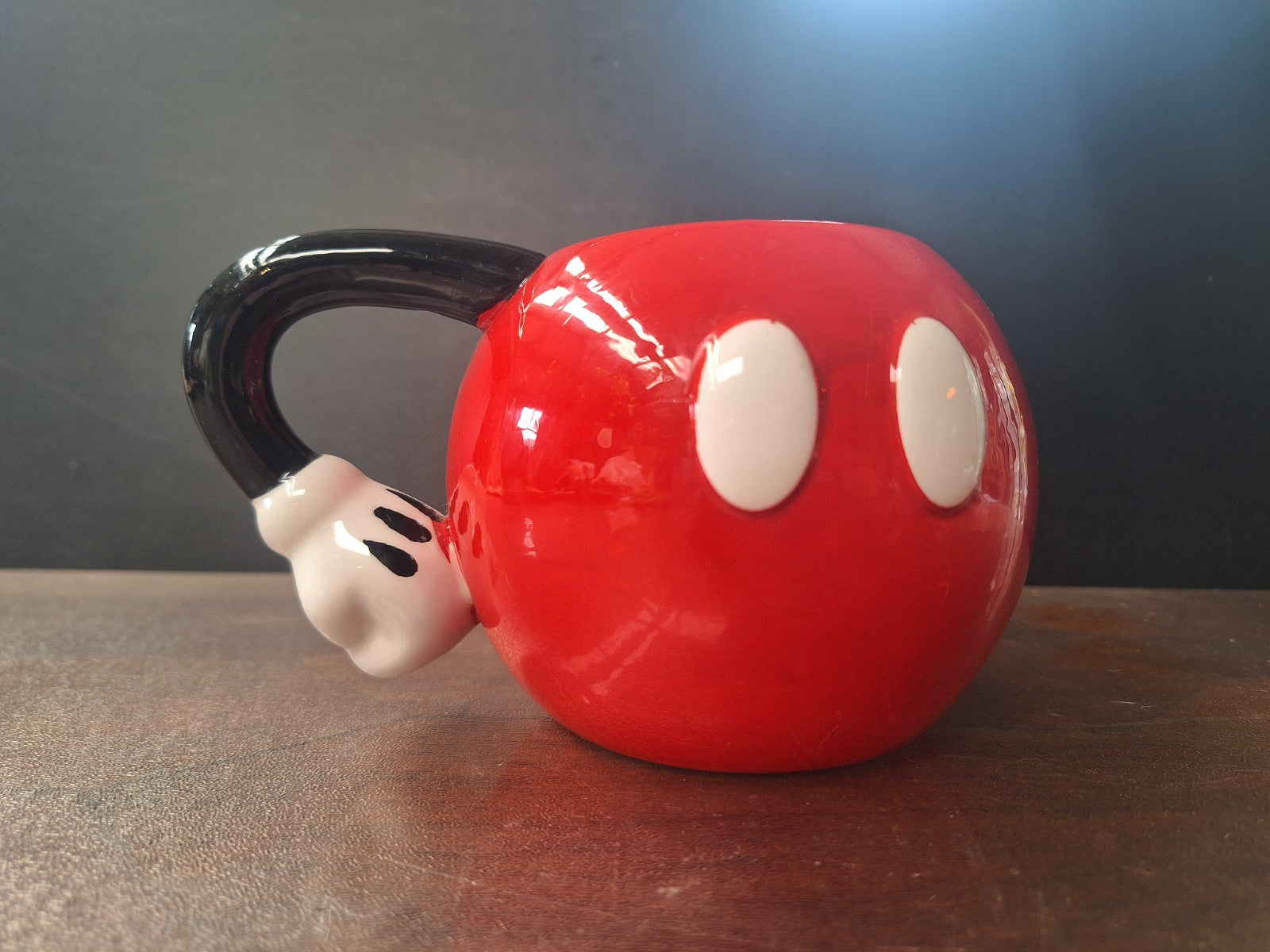 Disney Typo Mickey Mouse Red Pants Mug Dolomite Novelty Cup Glove Handle