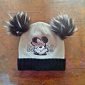 Disney Minnie Mouse Double Pom Pom Beanie Grey Black Girls Size 55
