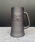 Vintage Playboy Beer Tankard Embossed Logo - Grey Frosted Glass Clear Base 1970s