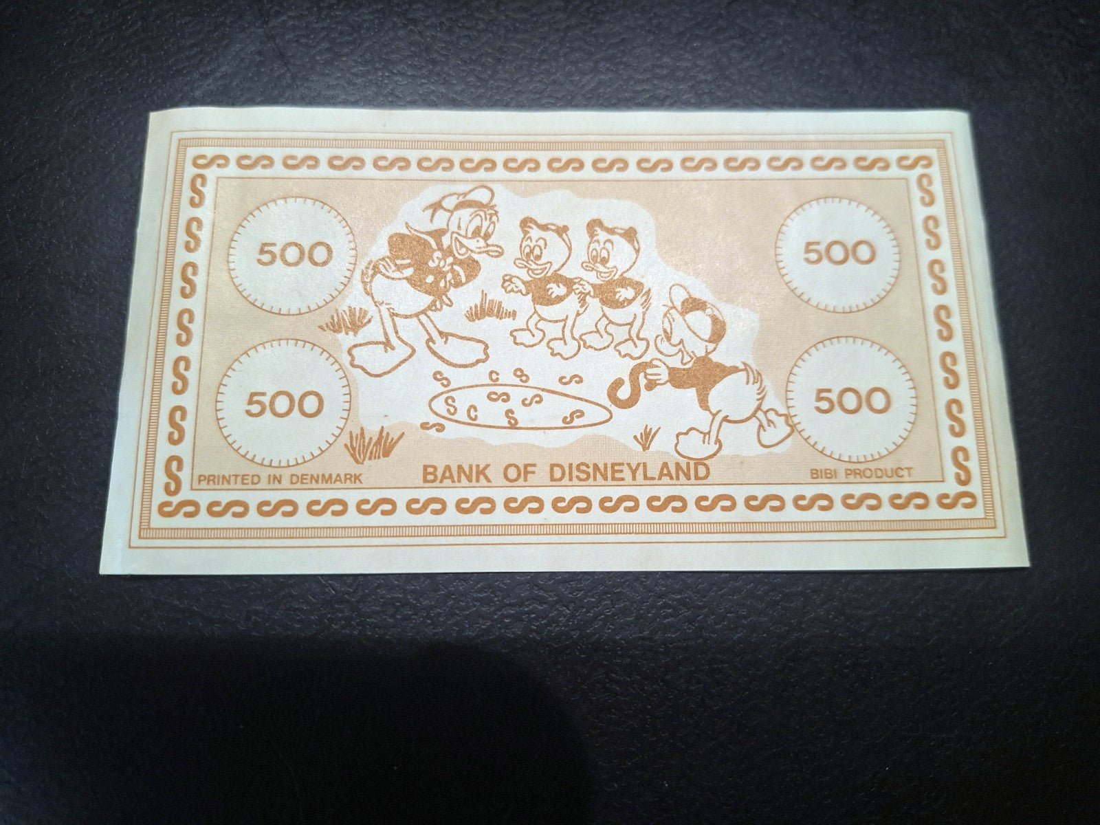 Vintage Disney Bank of Disneyland Play Money BIBI Denmark 500 Note + 3x3 Coin