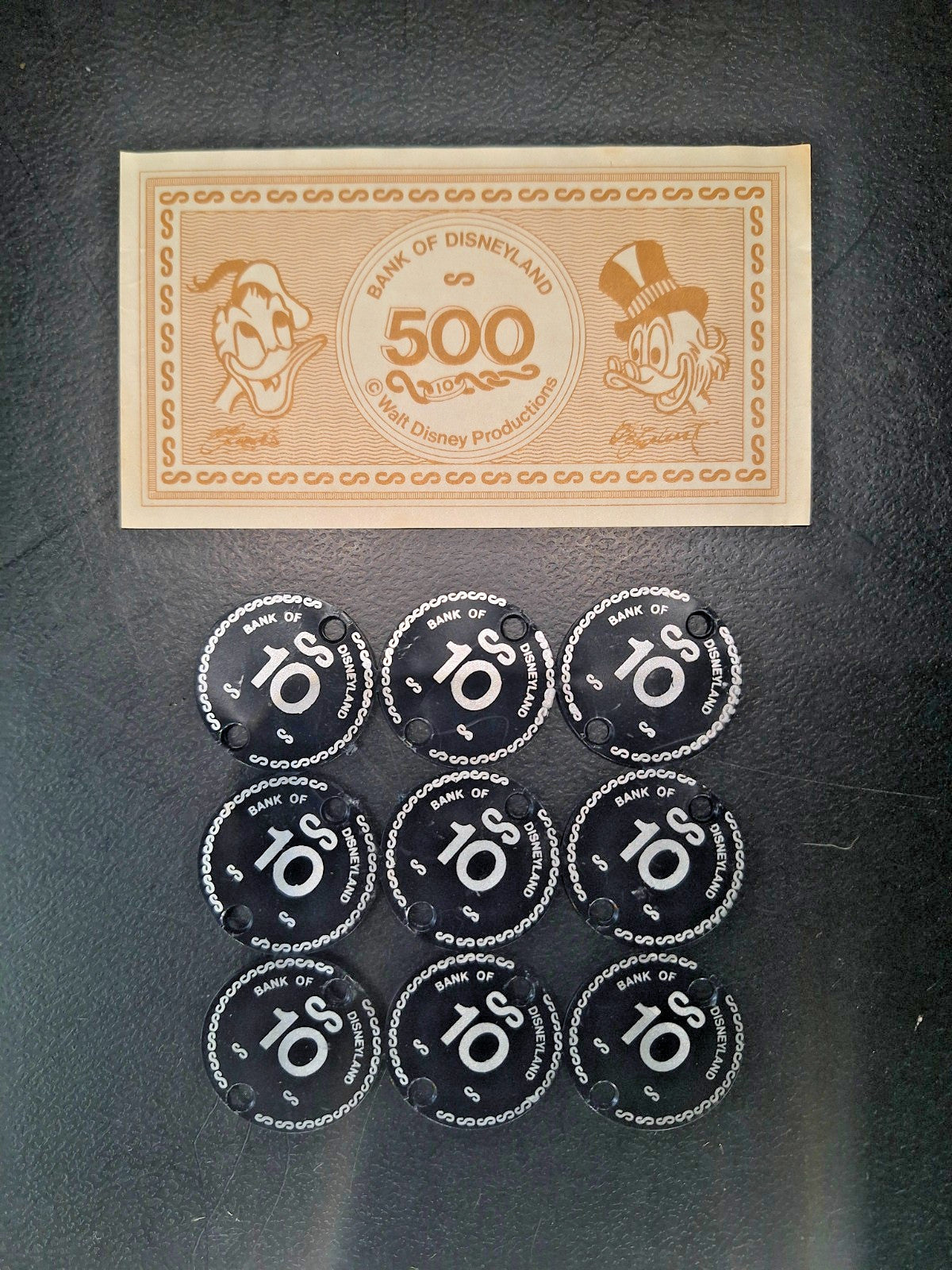 Vintage Disney Bank of Disneyland Play Money BIBI Denmark 500 Note + 3x3 Coin