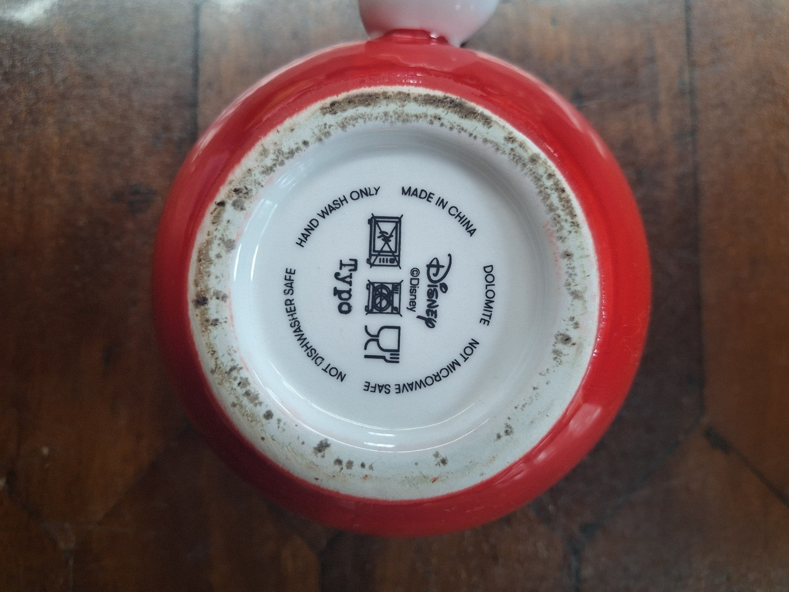 Disney Typo Mickey Mouse Red Pants Mug Dolomite Novelty Cup Glove Handle