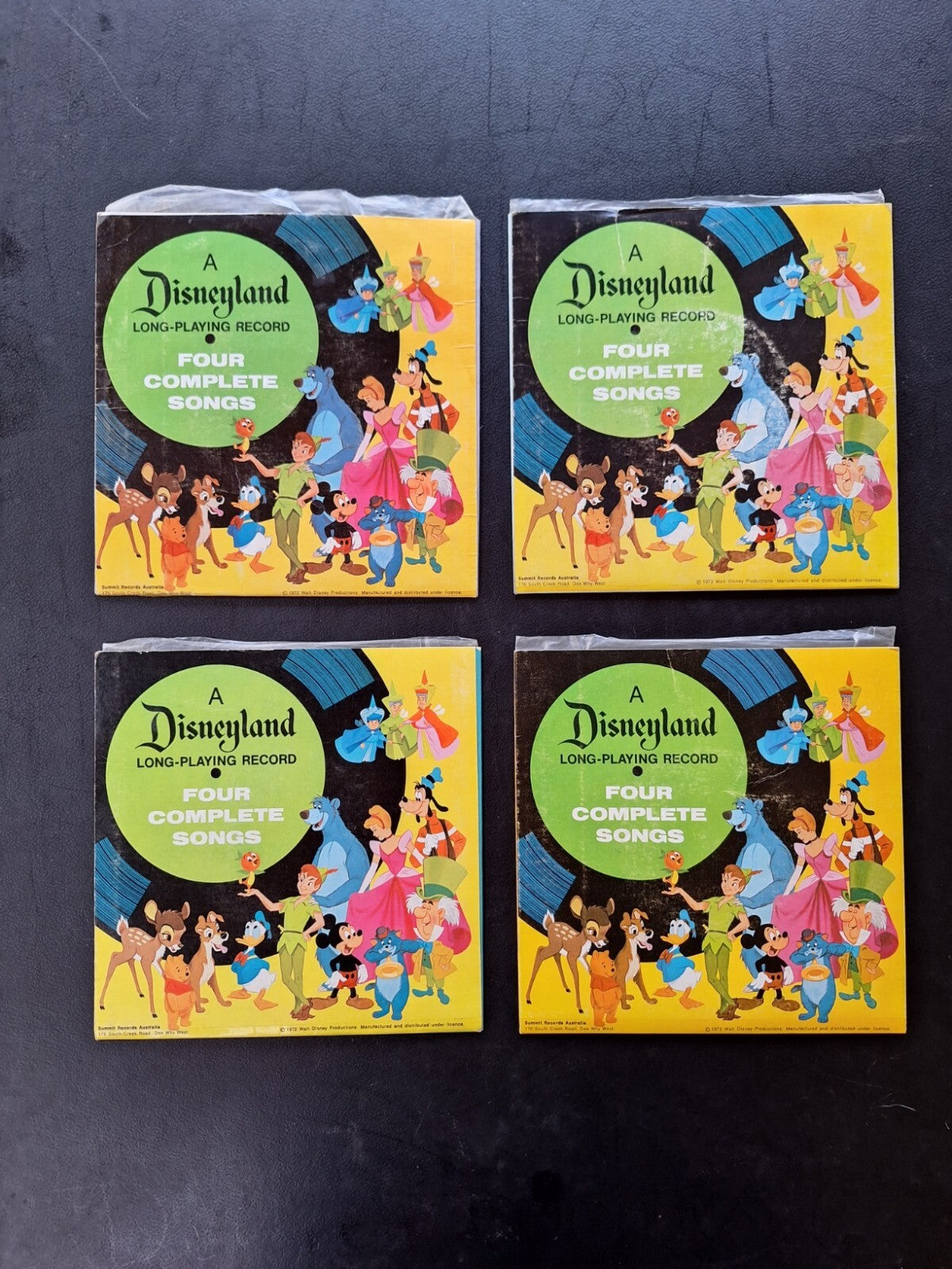 Disneyland Records 1972 Vinyl Lot x4 Mary Poppins Cinderella Donald Duck