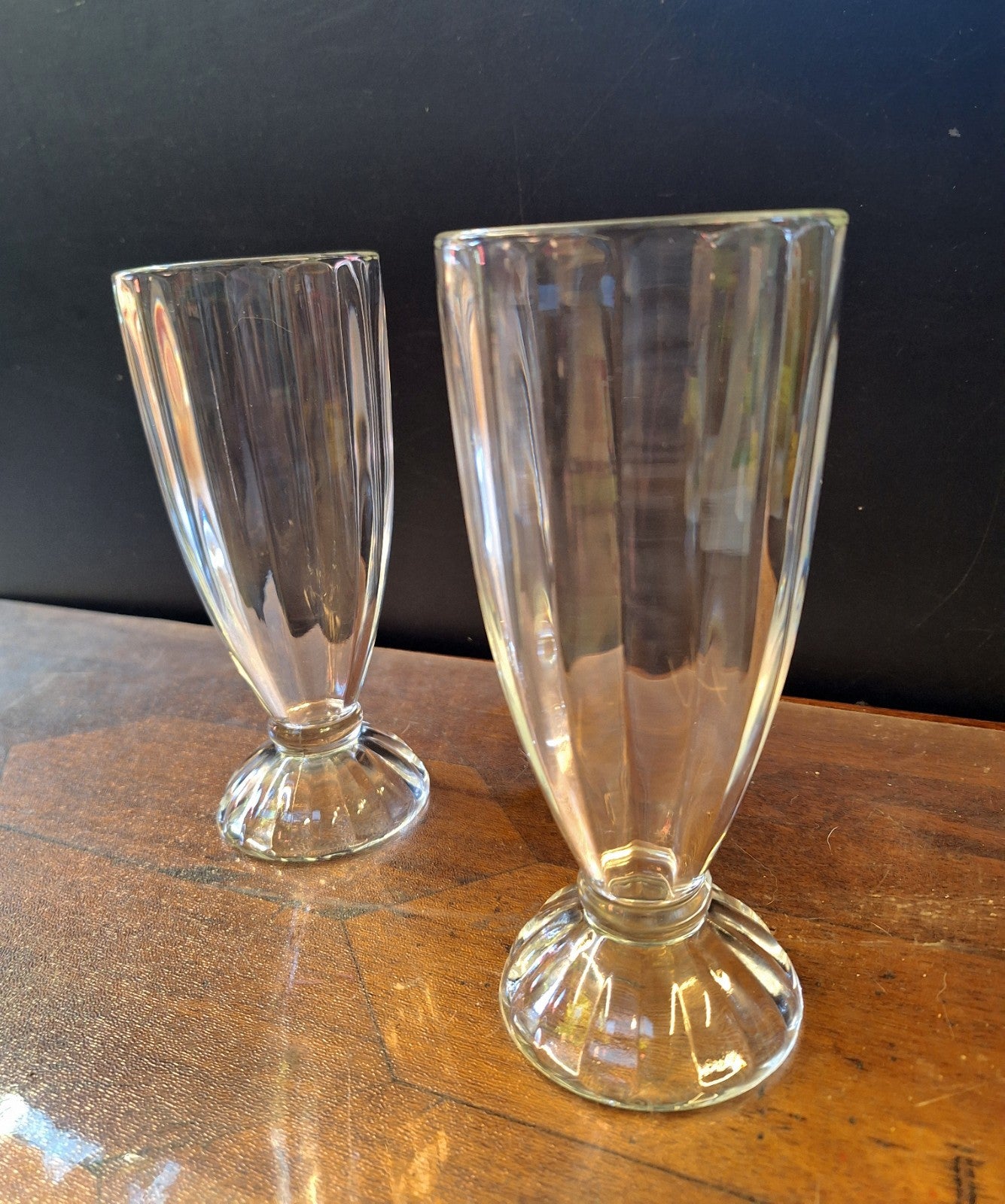 Vintage Milkshake Glasses Pair Retro Soda Fountain Café 60s 70s
