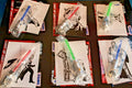 2015 TOMY Star Wars Light Up Lightsaber Keychains Complete Set 6 Sealed w/Tabs