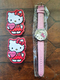 Hello Kitty A-426 Pink Crystal Watch Needs Battery + 2 Sweet Hearts Tins