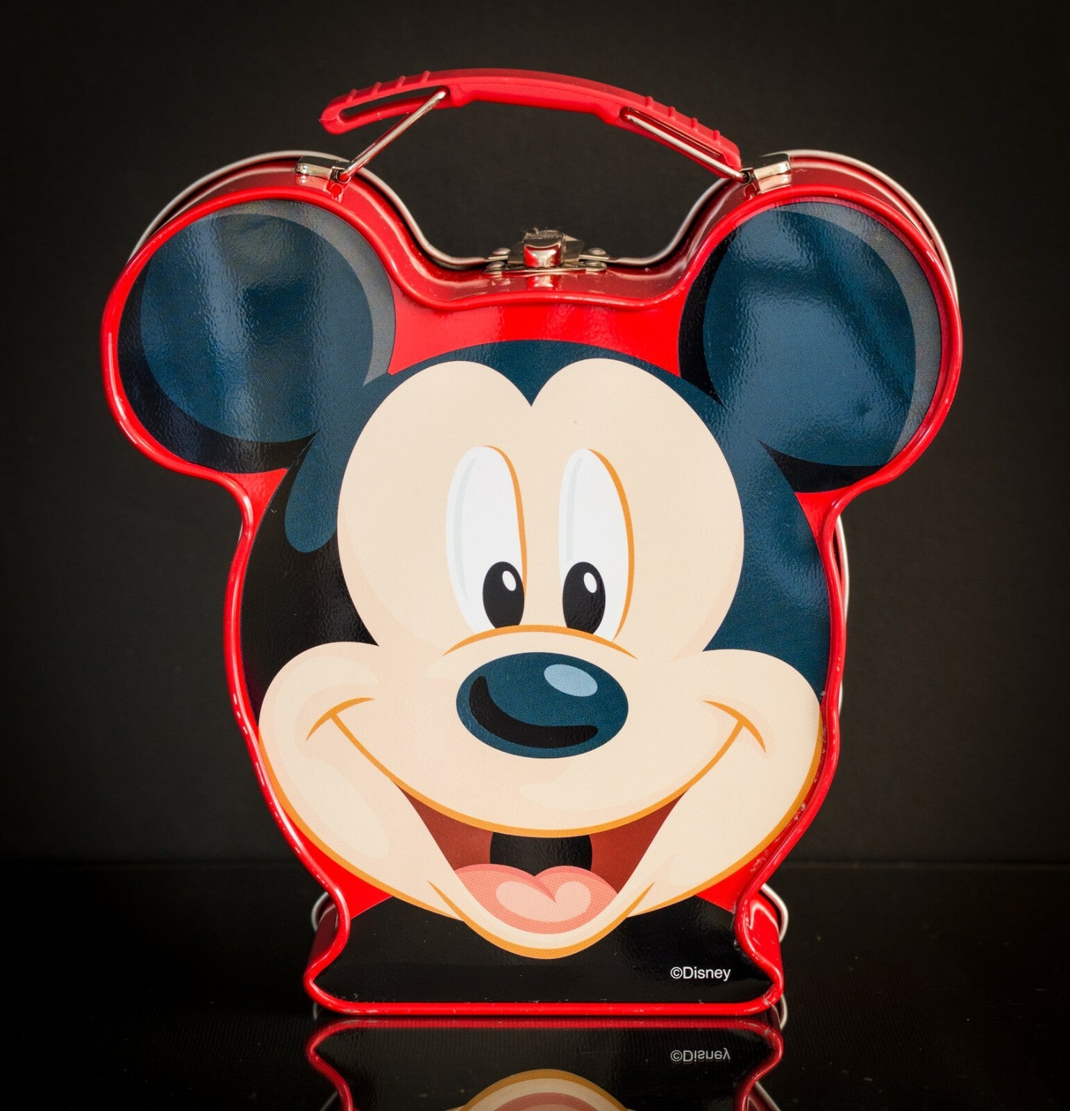Mickey Mouse Disney Tin Lunchbox Red Embossed Collectable