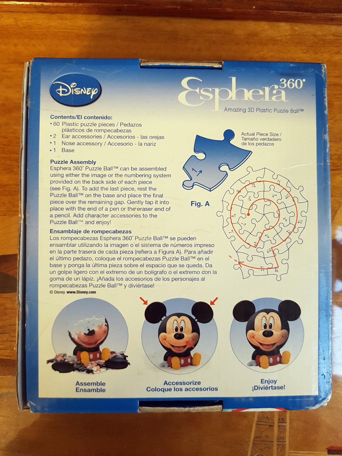 Disney Esphera Mickey Mouse 3D Plastic Puzzle Ball 60 Pieces - Complete