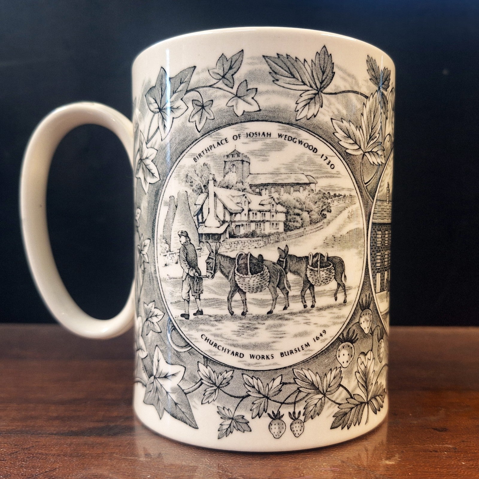 Wedgwood 1959 Bicentenary Mug Victor Skellern Queen's Ware Black Print