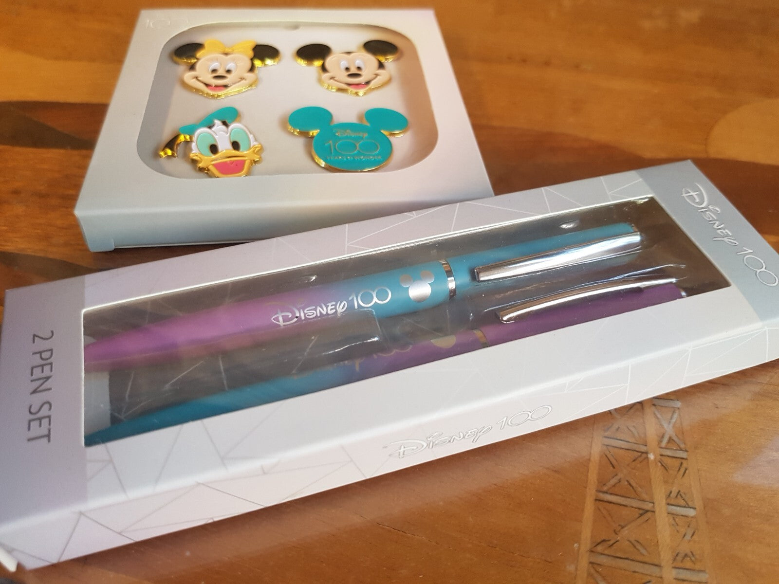 Disney 100 Anniversary Pins & Pen Set Mickey Minnie  New