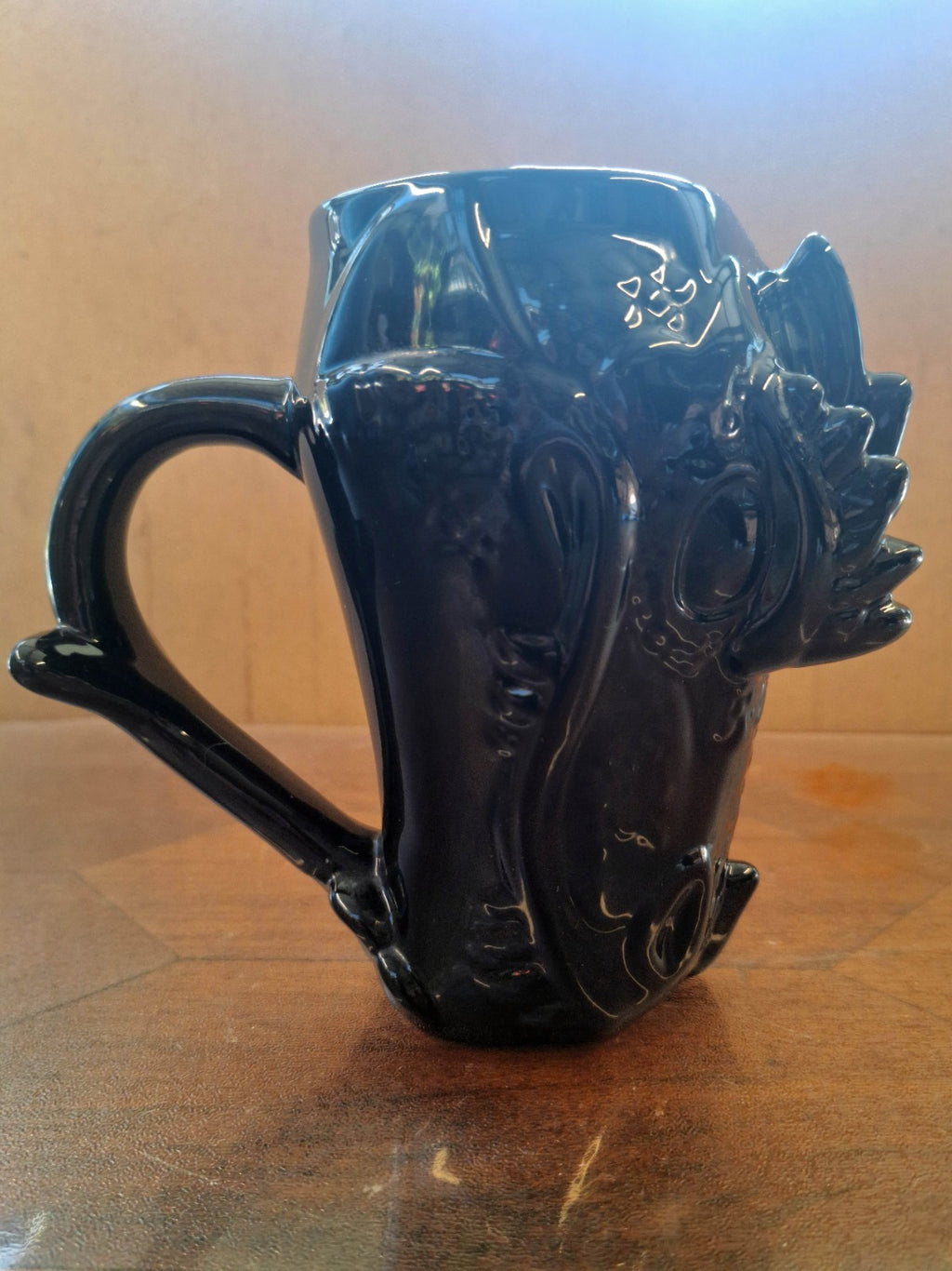 BoxLunch Black Dragon Head Chalice Mug 3D Gloss Ceramic Gothic Fantasy