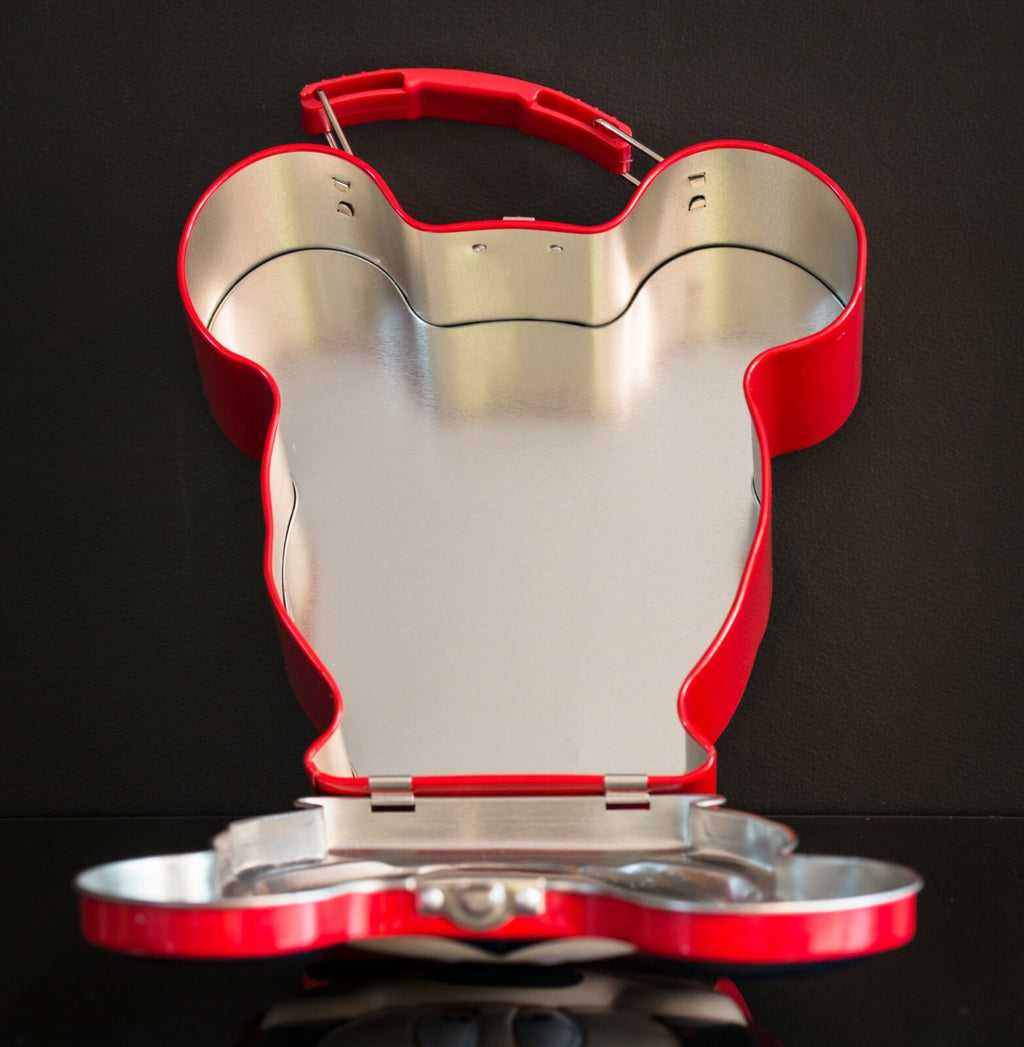 Mickey Mouse Disney Tin Lunchbox Red Embossed Collectable